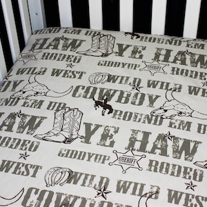Fitted Crib Sheet / Mini Crib Sheet / Pack N Play - Cowboy