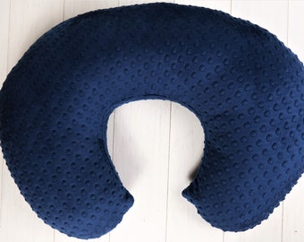 Minky Nursing Pillow Cover - Navy Minky Dots