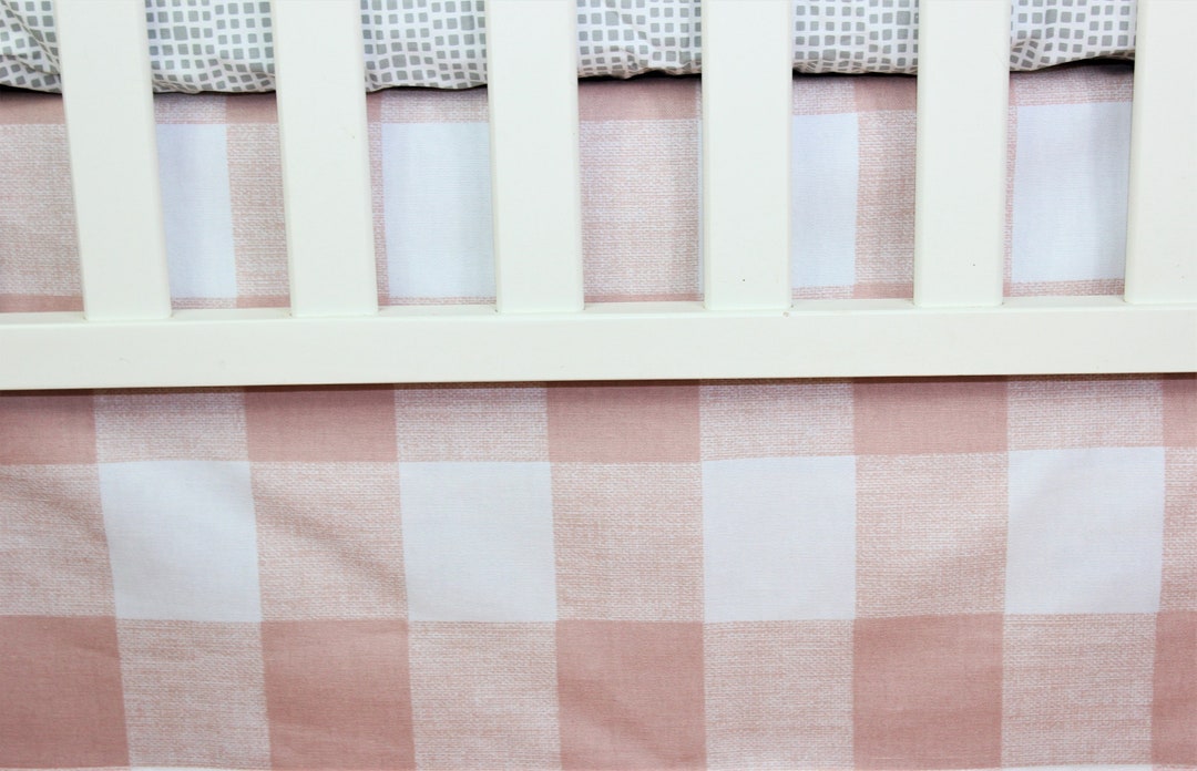 Crib Bedding Skirt / Mini Crib Skirt Blush Buffalo Check Etsy