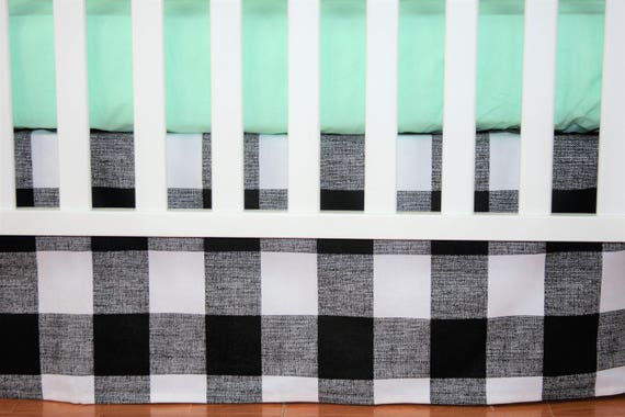 Black and white plaid crib skirt hotsell
