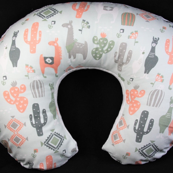 Nursing Pillow Cover - Llama Cactus With Minky Underside