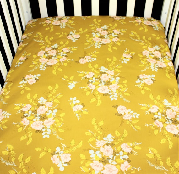 Fitted Crib Sheet Mini Crib Sheet Pack N Play Mustard Floral