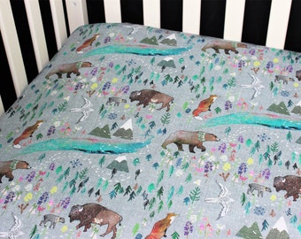 Organic Cotton/Knit/Minky - Fitted Crib Sheet / Mini Crib Sheet / Pack N Play - Summer Aurora