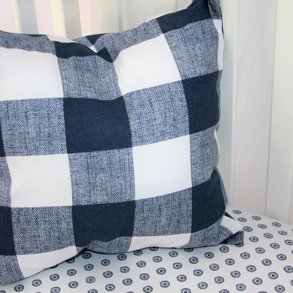 Décor Pillow - Buffalo Check - Crib Set - Navy Pillow - Baby set - Plaid Set