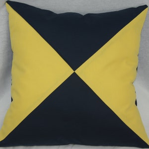 Contemporary Pillow - Navy & Yellow Triangles  Home decor pillow