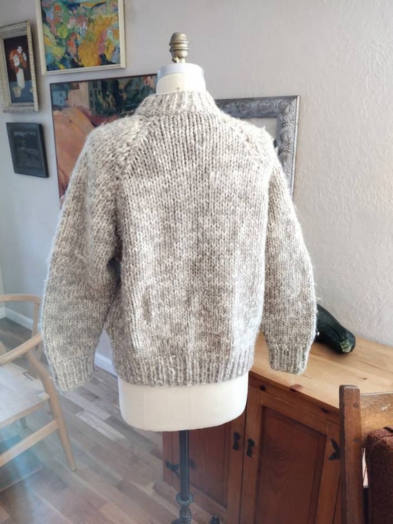 Midcentury Cowichan cardigan sweater S/M hand knit - image 6