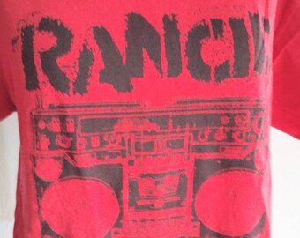 Ropa Ropa unisex para niños Tops y camisetas Camisetas Camisetas estampadas Camiseta original de la banda Rancid de los 90 Gran caja de pluma de algodón rojo Radio Radio Radio 