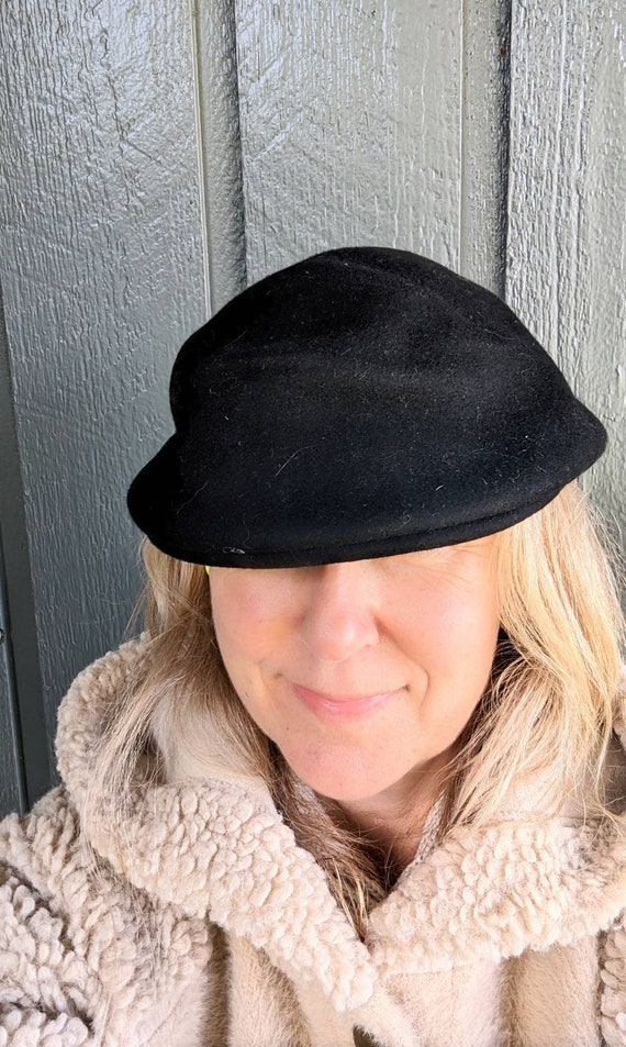 Wool driving cap solid color black Large