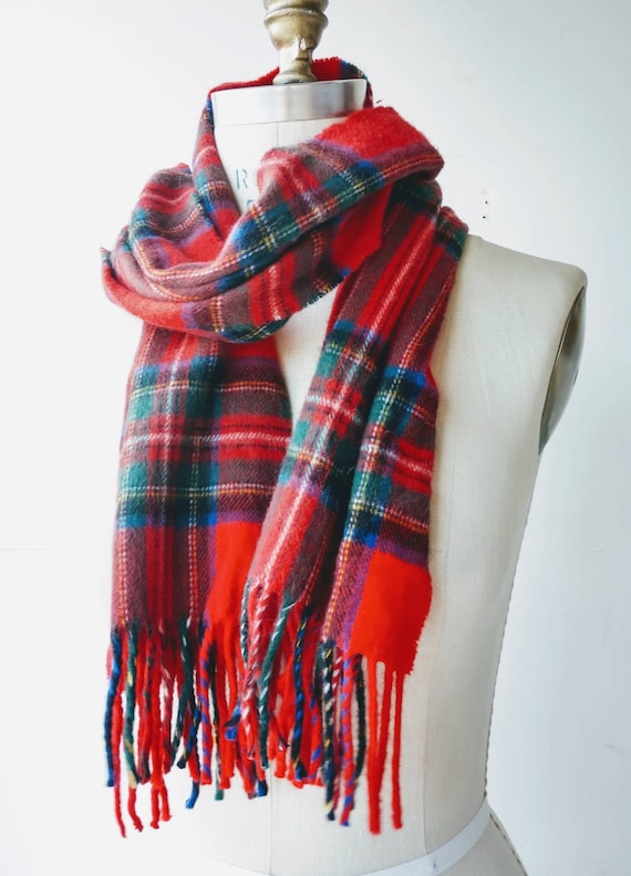 Stewart tartan lambswool muffler red plaid