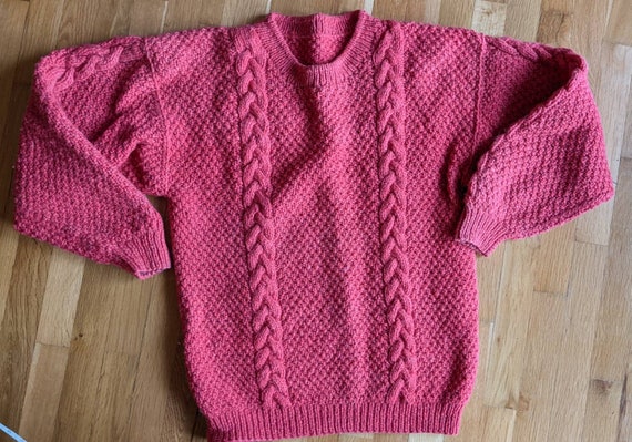 Hand knit Ecuador sweater pink Large - image 1