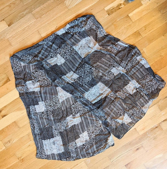 Black white chiffon scarf patchwork pattern 23 x … - image 3