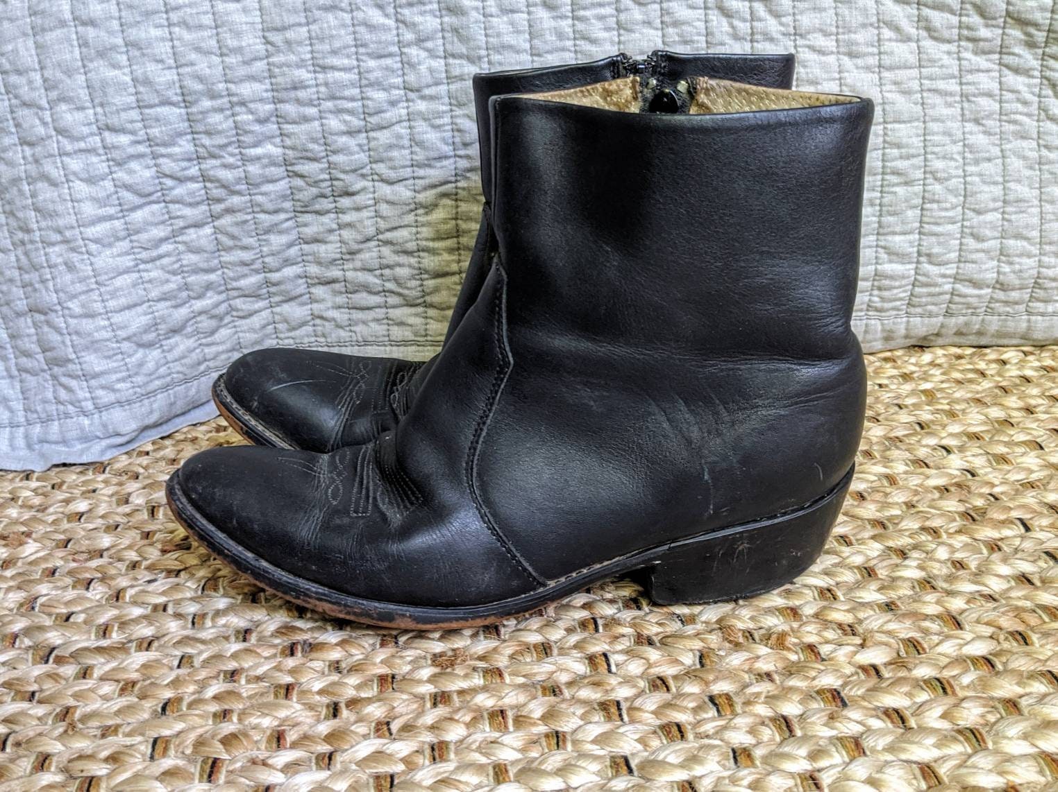Black Short Zip Boots Mens 9D Durango Western - Etsy