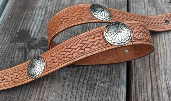 Justin\'s Western Leather Belt Size 36 Justin FENCED IN Leather Belt Size 36 Brown C13665 NWT List  main image 2