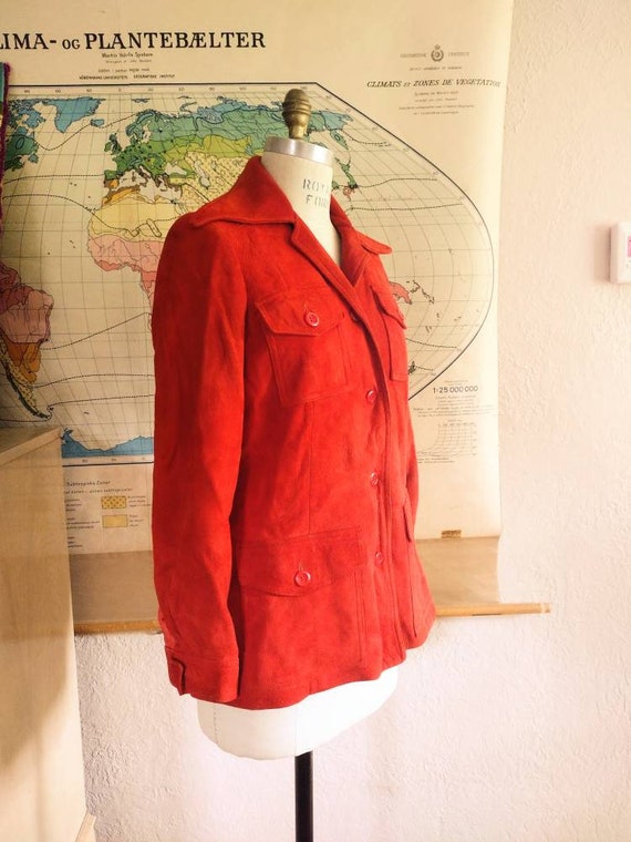 Poppy orange jacket suede seventies S/M - image 1
