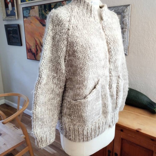 Midcentury Cowichan cardigan sweater S/M hand knit
