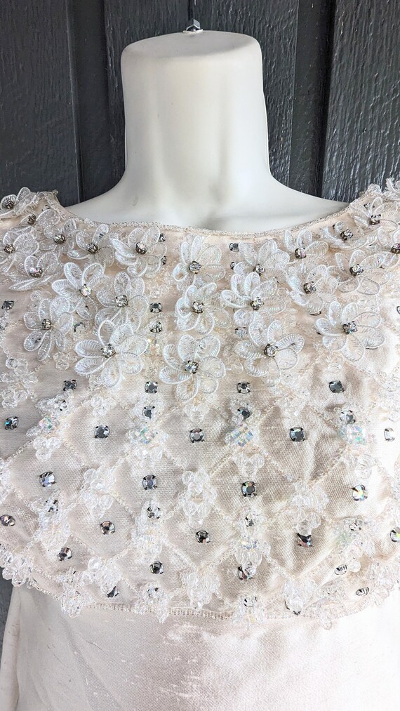 1960's beaded wedding dress Small silk