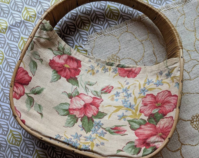 Large MCM Vintage Sewing Basket Box Restored 13x10x8 Handmade Pink Paisley Cotton Lining 6