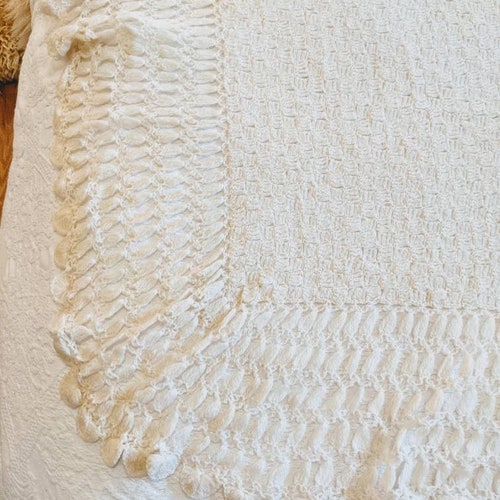 Hand knit granny shops shawl 60 x 60 inch