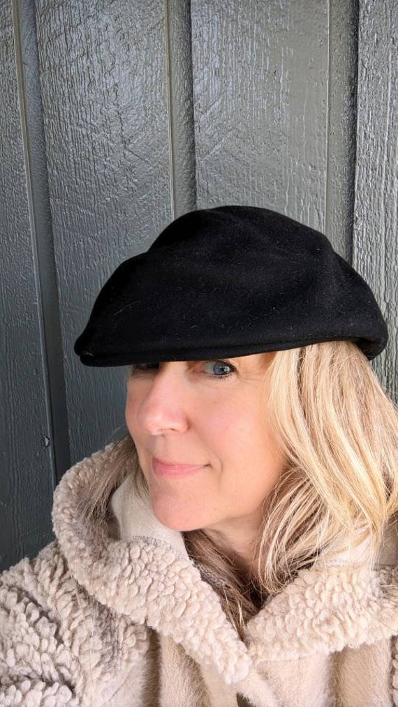 Wool driving cap solid color black Large - image 3