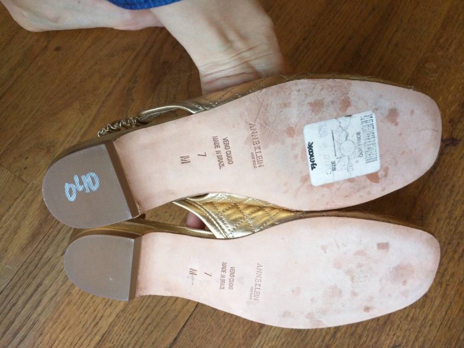 anne klein quilted leather gold ballet flats size 7 preppie nineties classic sling back