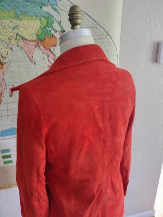 Poppy orange jacket suede seventies S/M - image 3
