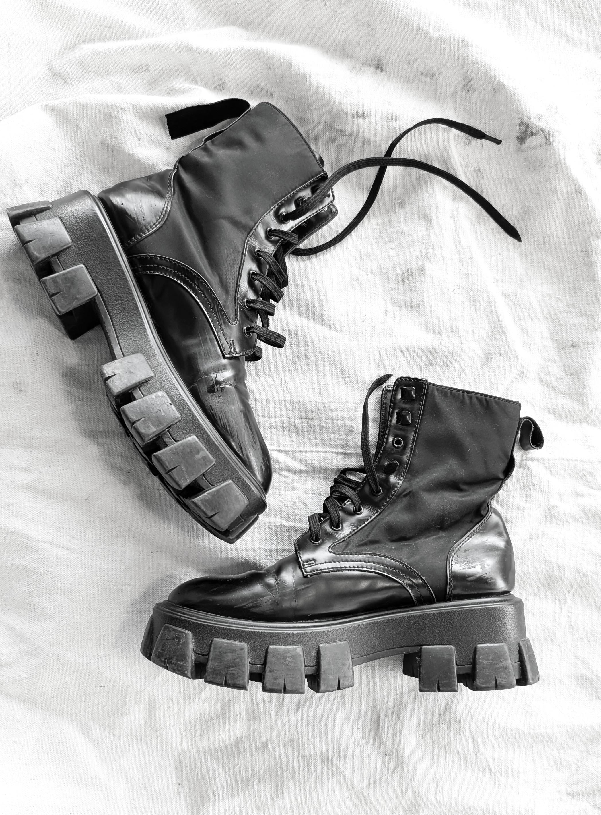 Prada Black Combat Boots Monolith Size 38 - Etsy Australia