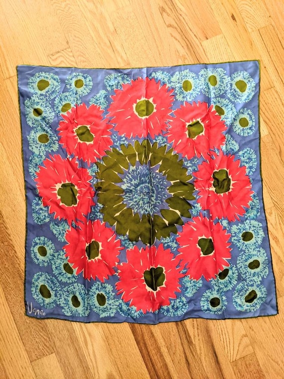 Vera mod floral silk scarf 24 inch 1960's
