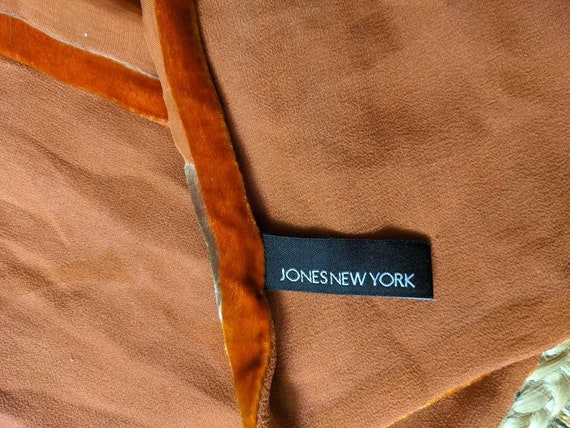 Jones of New York silk velvet  scarf rust orange … - image 4