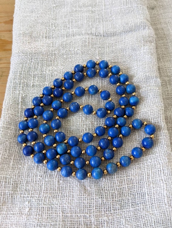 Lapis beaded necklace gold filled 31 inch - image 1