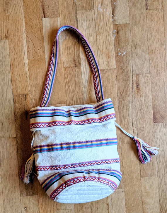 Eighties cotton hobo bag hippie purse - image 1