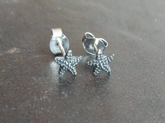 Tiny silver starfish earrings sterling silver