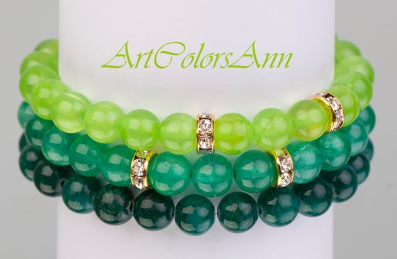 STONE BEAD BRACELET 8 MM LIGHT FOREST STONE BEAD BRACELET 8 MM LIGHT FOREST
