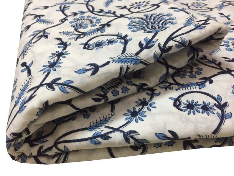 Indian Hand Block Print Fabric Pure Cotton Fabric Sanganer Jaipur Natural Vegetable Color 2.5 To 50 Yards Print 255