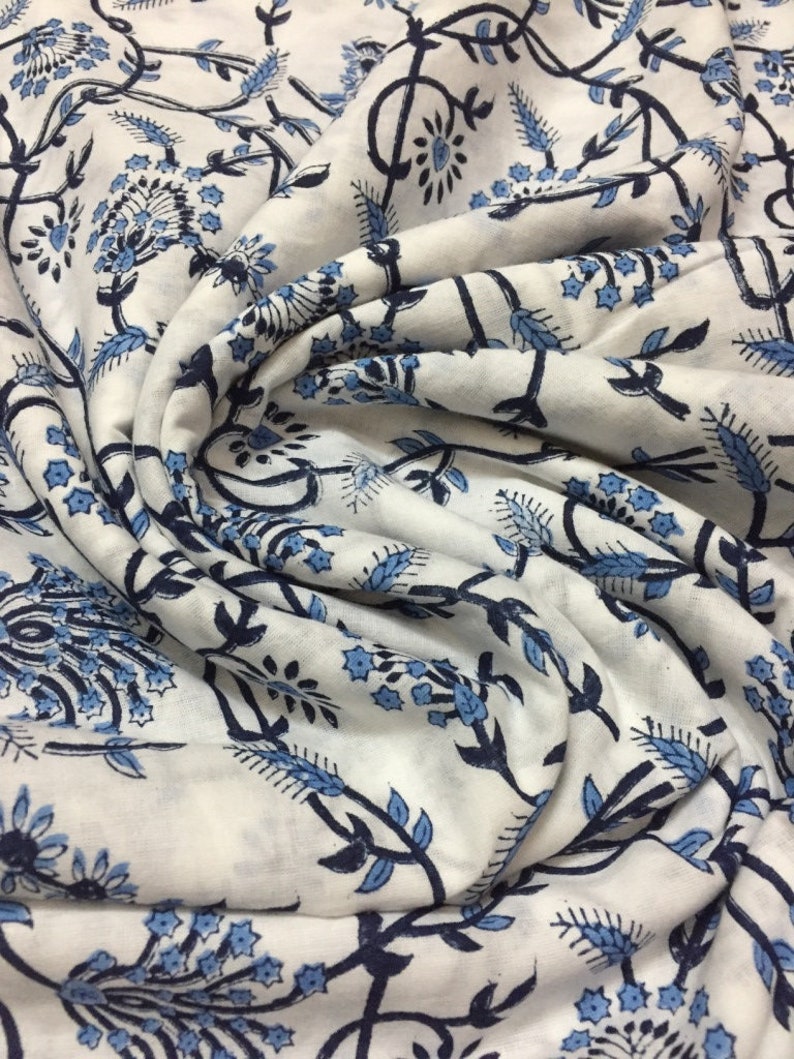 Indian Hand Block Print Fabric Pure Cotton Fabric Sanganer Jaipur Natural Vegetable Color 2.5 To 50 Yards Print 255