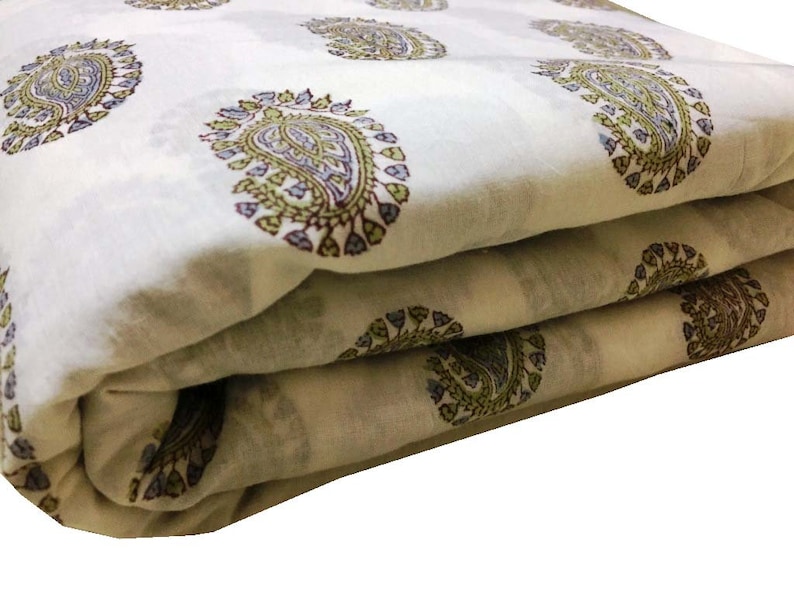 Indian Hand Block Print Fabric Pure Cotton Fabric Sanganer Jaipur Natural Vegetable Color 2.5 To 50 Yards Print 240