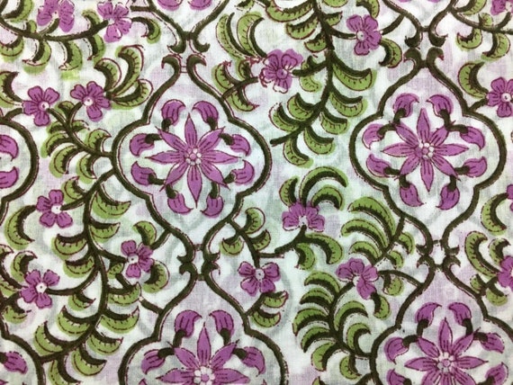 Handmade Sanganeri Vintage Natural Cotton Printed Indian Hand Block Print Fabric