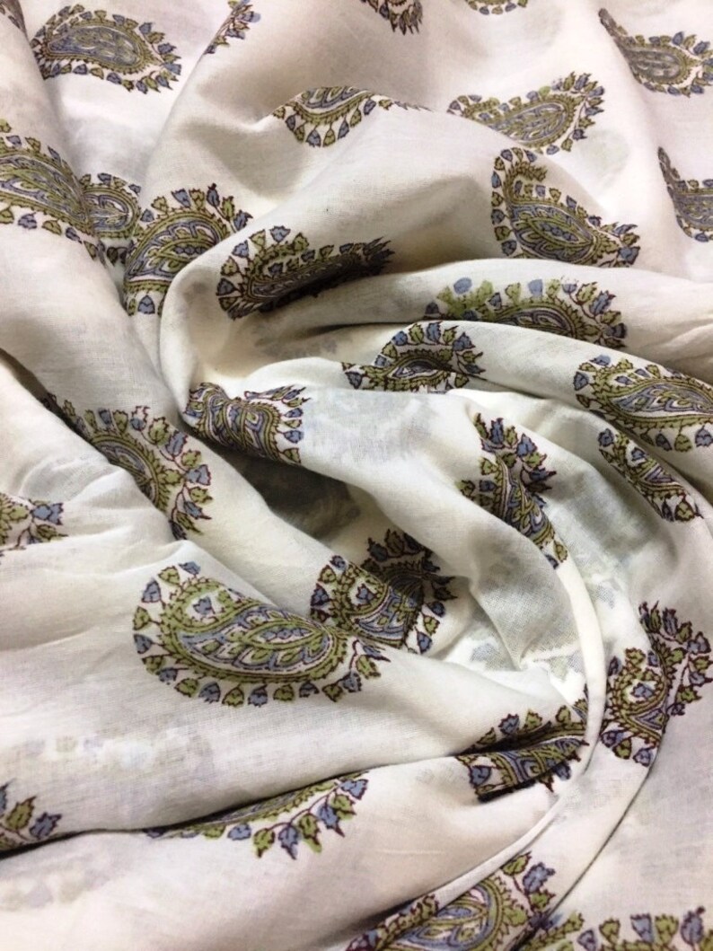Indian Hand Block Print Fabric Pure Cotton Fabric Sanganer Jaipur Natural Vegetable Color 2.5 To 50 Yards Print 240