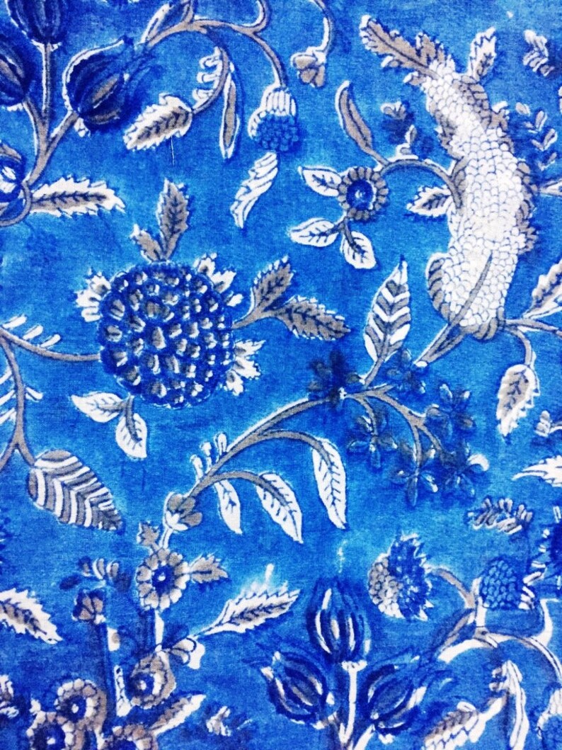 Indian Hand Block Print Fabric Pure Cotton Fabric Sanganeri Print Jaipur Natural Vegetable Color 2.5 To 50 Yards Print 290