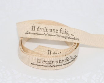 Ribbon, grosgrain Ribbon hand stamped, once upon a time, they married and had many children, wedding, scrapbooking, packaging, x 1 m