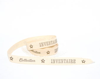 Ribbon grosgrain Ribbon hand stamped craft Ribbon, wrapping gifts, inventory, Collection, Star, ecru, black, sewing, scrapbooking