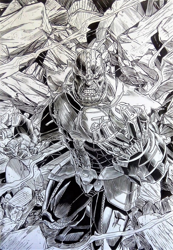 Thanos Dessin Format Poster Aux Feutres Plus Encre Sur Papier A2