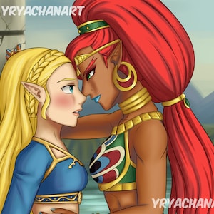Zelda x Urbosa ART PRINT | Lesbische A4-poster met variaties - botw, yuri