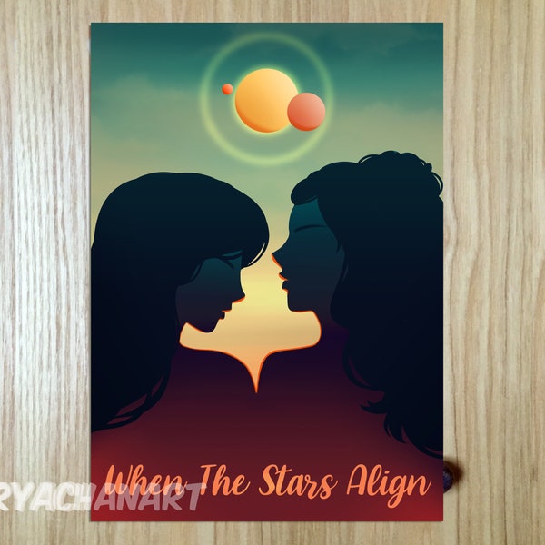 Quand les étoiles s'alignent - Poster A4 | lgbt, lesbienne, minimaliste, citation
