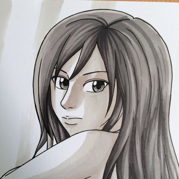 Fille Triste Dessin Pinup A4 Original