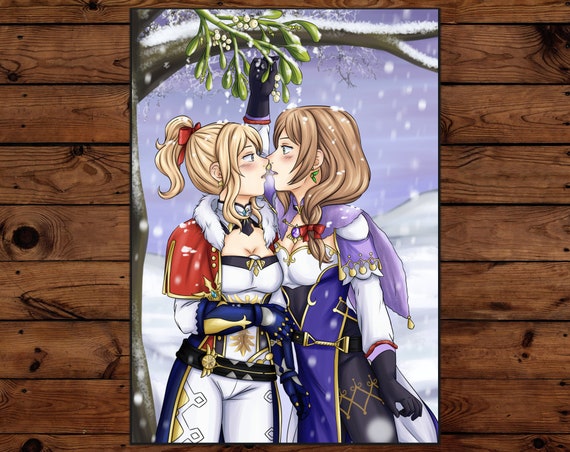 Jean x Lisa A4 Print - Genshin Impact - 10x15 | 13x18 | 21x29,7 | Under the Mistletoe, winter, lgbt Jean x Lisa A4 Print - Genshin Impact - 10x15 | 13x18 | 21x29,7 | Under the Mistletoe, winter, lgbt