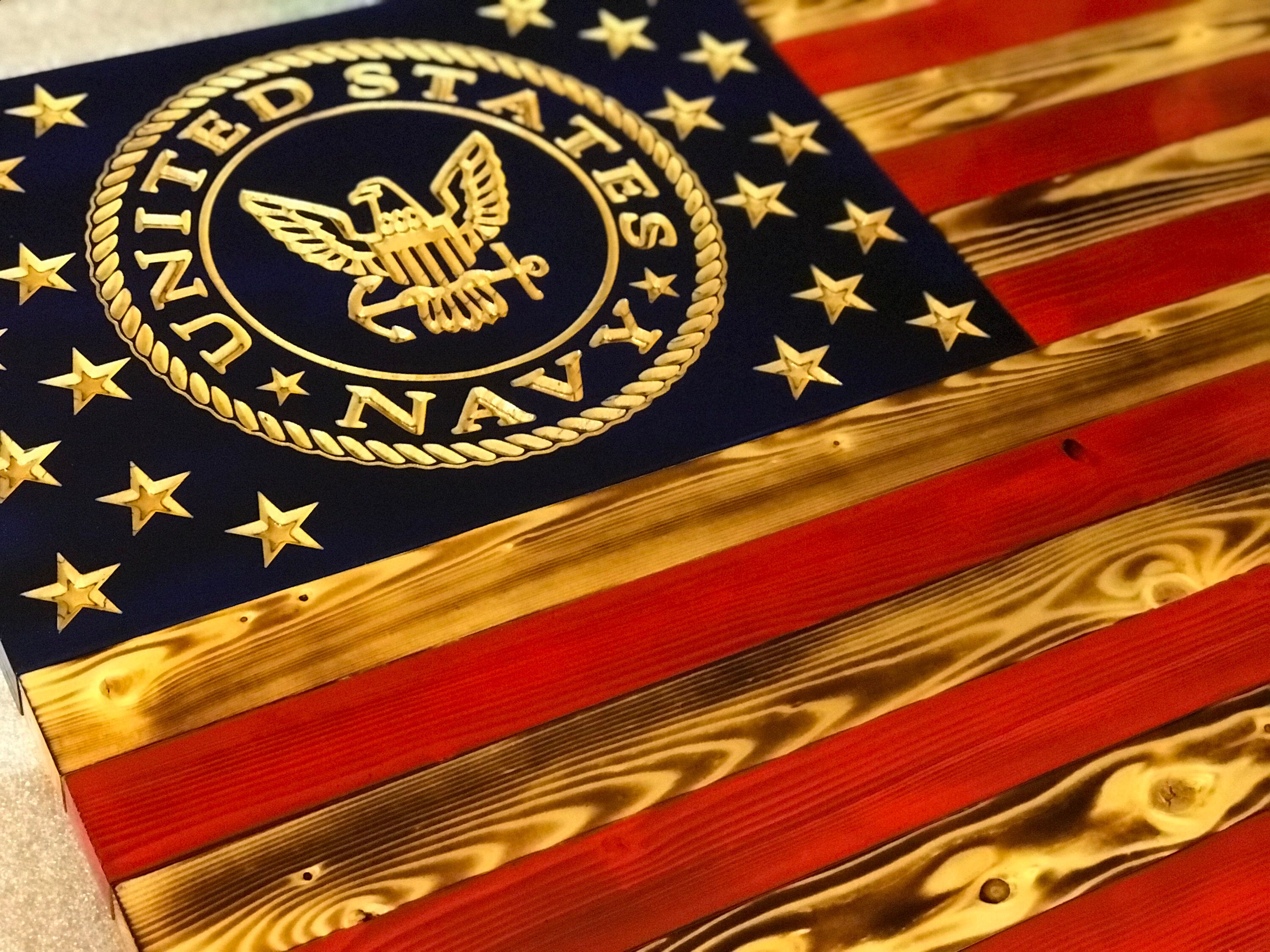 US Navy wooden flag