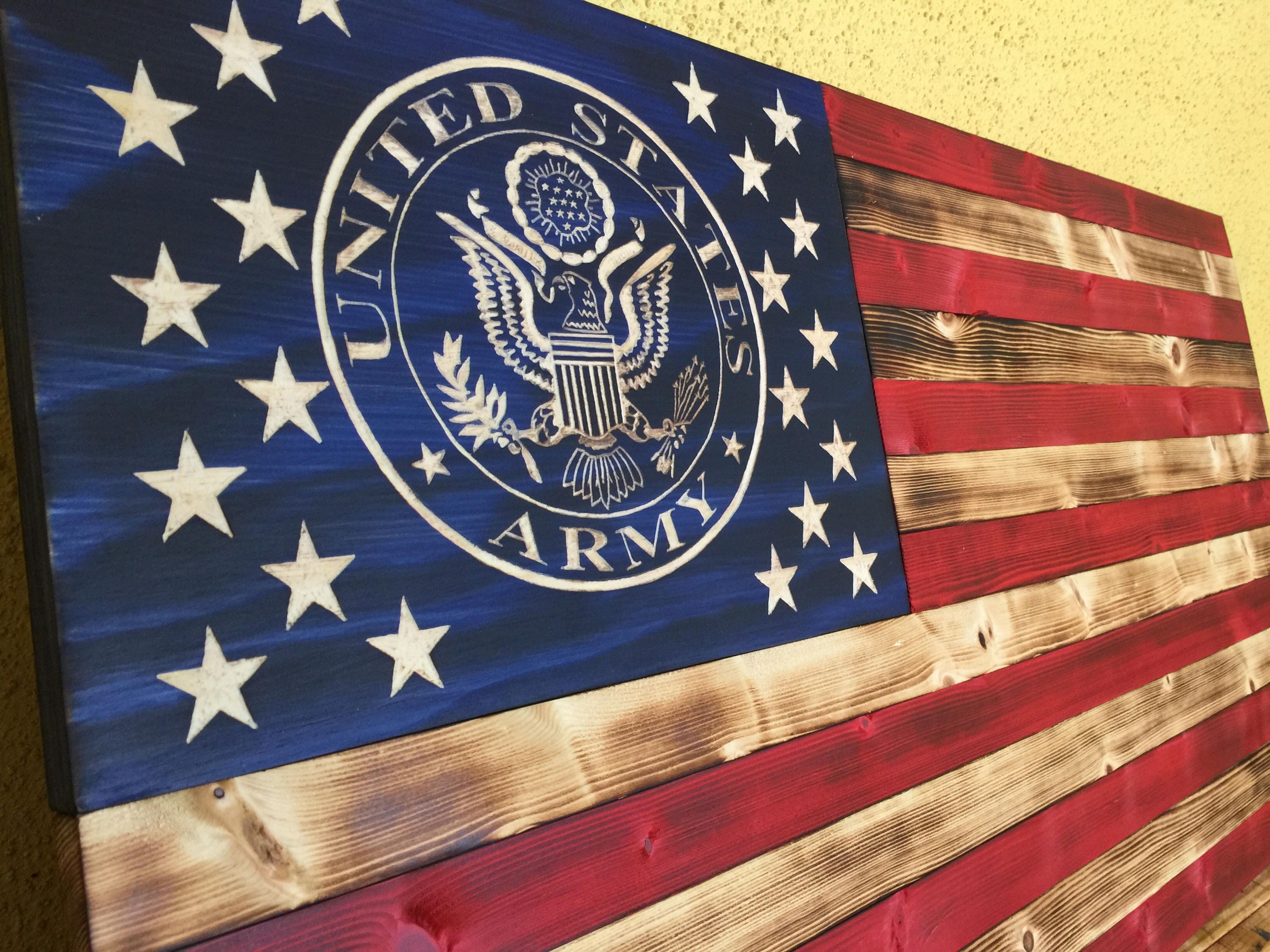 US Army Wood Flag Etsy