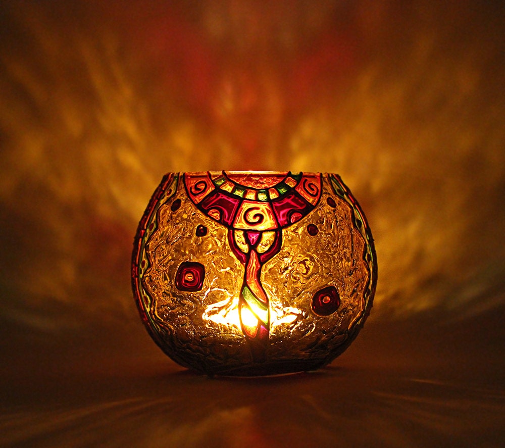 African Candle Holder Candleholder Glass Tealight Holder Glass Etsy