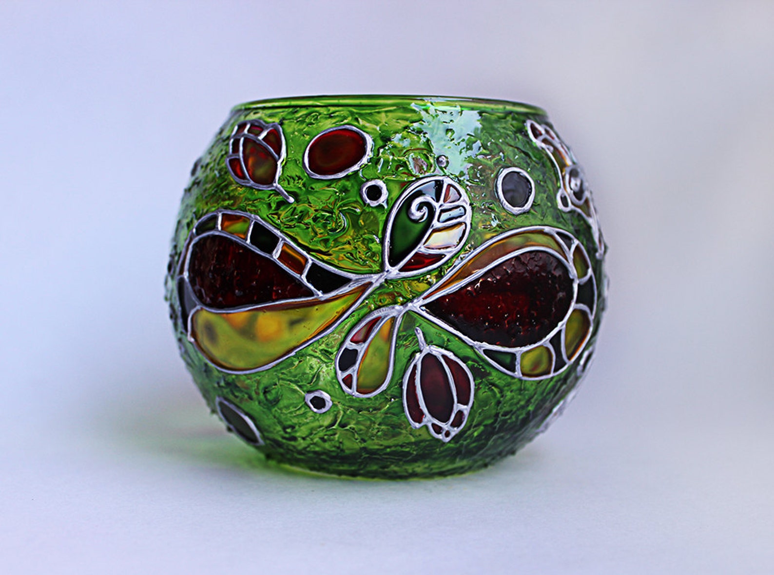 Green Candle Holder Glass Votive Candle Holder Candleholder Etsy