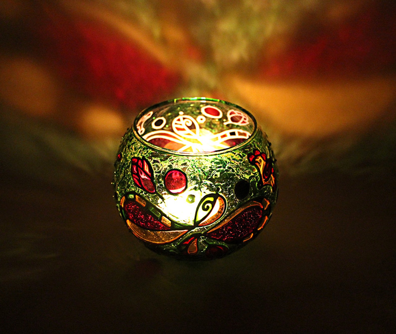 Green Candle Holder Glass Votive Candle Holder Candleholder Etsy